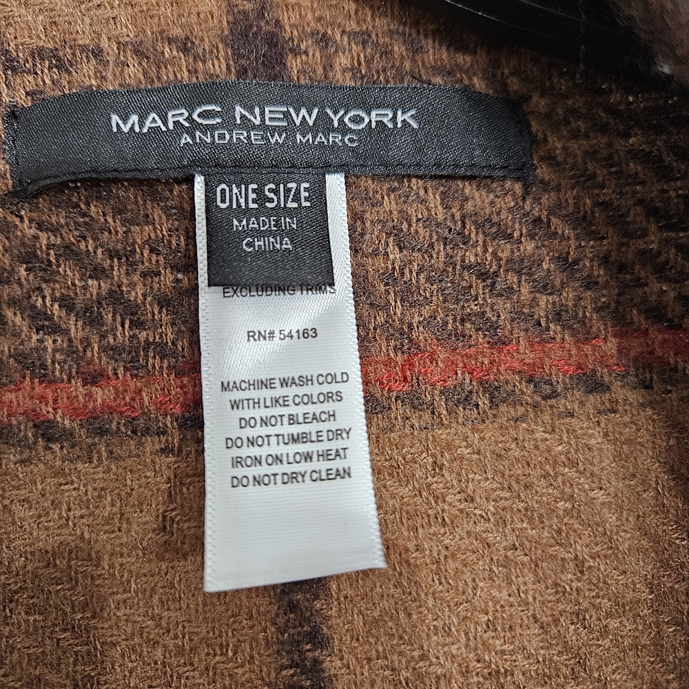 Marc New York Brown and Red Patterned Scarf